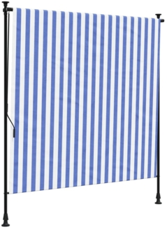 vidaXL Außenrollo Blau und Weiß 200x270 cm Stoff und Stahl 368767