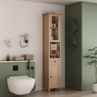 welltime Hochschrank STOCKHOLM Badschrank Breite 40cm mit Glastür