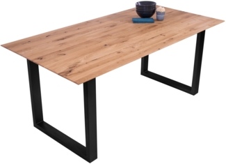 Esszimmertisch Schweizer Kante eckig massiv & geölt Eiche 160x85 schwarz U-Gestell Lotte 137090907