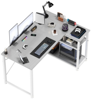 HOMALL Eckschreibtisch 100/120L Form mit Ablagefächern, 2 Tier DIY Lagerregalen Computertisch, Schreibtisch,PC Tisch,Heimbüro