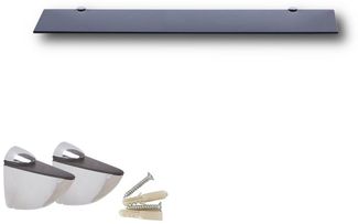 HOOZ Wandregal aus Sicherheitsglas mit Halterung - Schwarz - 70 x 13 x 0,6 cm, 1-tlg, mit geschliffenen Kanten