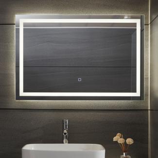 Aquamarin® LED Badspiegel - Beschlagfrei, Dimmbar, EEK A++, Energiesparend, mit Speicherfunktion, 90 x 60 cm