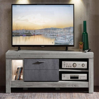 Modernes TV-Lowboard inkl. LED Betonoxid und Haveleiche GRONAU-55 BxHxT: 150x59x47cm