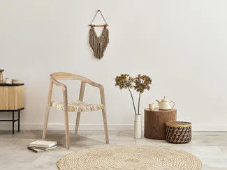 Vente-unique - Stuhl mit Armlehnen 6er-Set - Teakholz - Holzfarben hell - JUNARIA