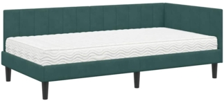 vidaXL Eckbettgestell mit Matratze Dunkelgrün 90 x 190 cm Samt 3393890