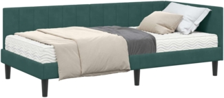 vidaXL Eckbettgestell mit Matratze mit Matratze 2 pcs Grün Samt 3393890