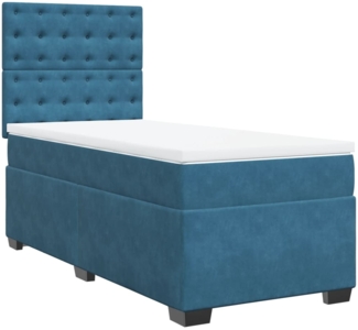 vidaXL Boxspringbett mit Matratze Blau 90x190 cm Samt 3290802