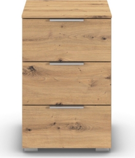 rauch Nachtkommode Nachttisch Nachtkonsole Nachtschrank ASTANA (Breite 40 cm / Höhe 61 cm), mit 3 geräumigen Schubladen, Kantengriff in Alufarben MADE IN GERMANY