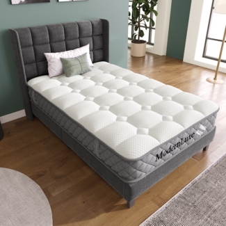 Taschenfederkernmatratze 90x200,Orthopädische Kaltschaum Matratze,Atmungsaktiv & Punktelastisch,Mittelfest,Rollmatratze