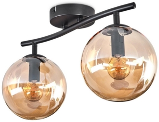 hofstein Deckenleuchte Deckenlampe aus Metall/Glas in Schwarz, ohne Leuchtmittel, Glasschirme (15 cm), 2 x E14, ohne Leuchtmittel