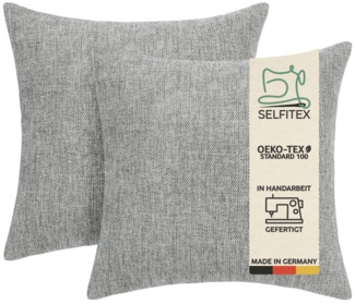 Selfitex Dekokissen 2er Set Sofakissen 40x40 inkl. Füllkissen, Canvas Stoff, strukturierte Oberfläche, weiches Füllkissen, in Handarbeit gefertigt