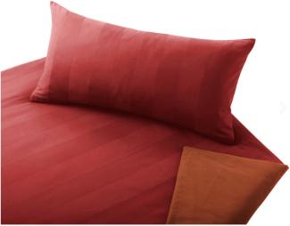 Cotonea Satin/Biber-Wende-Bettwäsche kbA Tandem Größe 155x220 + 40x80 cm, cerise-Orange