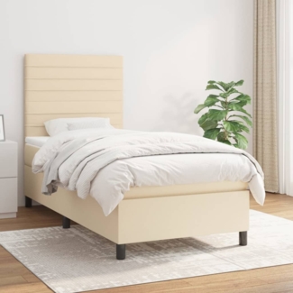 vidaXL Boxspringbett mit Matratze Creme 100x200 cm Stoff 3141838