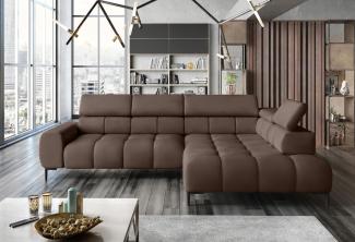 Stylefy Plazetti Ecksofa Kunstleder MADRYT Rechts Braun