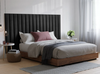 Vente-unique - Wandpaneel Bettkopfteil - Samt - 220 cm - Grau - GONDA von Pascal Morabito