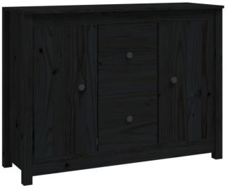 Sideboard Schwarz 100x35x74 cm Massivholz Kiefer [814568]