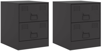 vidaXL Nachttische 2 Stk. Schwarz 34,5x39x44 cm Stahl 841620