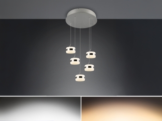 Cluster LED Pendelleuchte DIOS höhenverstellbar 5-flammig, Silber Ø 45cm