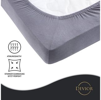 Devior Spannbettlaken Heavy aus 100% Baumwolle mit 160 g/m² - Blickdicht mit Einlaufschutz, Jersey, Gummizug: Rundumgummizug, Laken bis 22cm Matratzenhöhe - Spannbettlaken 90 x 200 cm Blickdicht