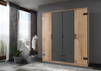 Kleiderschrank >Cheston< in Plankeneiche - 180x198x58cm (BxHxT)