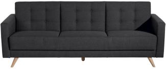 Julian Sofa 3-Sitzer mit Bettfunktion Flachgewebe Graphit Buche Natur