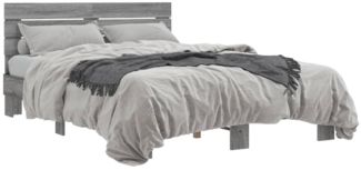 vidaXL Bettgestell Grau Sonoma 140x190 cm Holzwerkstoff und Metall 3280170