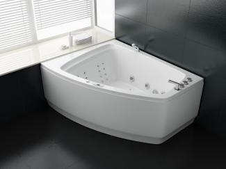 PureHaven Whirlpool 180x140 cm Reinigungsprogramm & Lichttherapie modernes Design Wasserfall 12 Hydrojets Bluetooth-fähiges Soundsystem