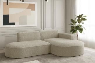 Ecksofa Designersofa PALMA XS in Stoff Ascot Champagne Ottomane Rechts