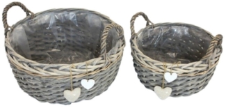 Home-trends24. de Pflanzkübel Herzen Blumenübertopf Pflanzer Korb 2er Set Weide Blumen Körbe (2 St)