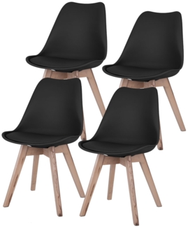 4er Set Stühle, Holz natur, schwarz, Sitzpolster, H 82 cm