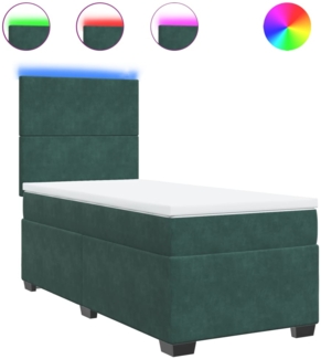 vidaXL Boxspringbett mit Matratze Dunkelgrün 90x190 cm Samt 3293083