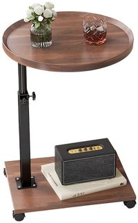 GarveeMore Beistelltisch Mobiler Beistelltisch runder rollender Endtisch mit Rädern