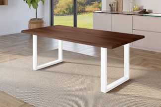 Esstisch Baumkante Holz-Optik Nussbaum 240 x 100 U-Gestell weiß JULIUS 170251571