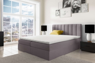 99rooms Arcelia Boxspringbett Kunstleder SOFT Grau 120x200 cm