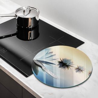 Tulup Schneidebrett Herdabdeckplatte Glas Abdeckplatte Gehärtetes Glas Küche Spritzschutz, Motiv - Lilienblüten auf dem Wasser