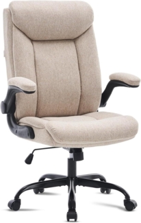 Ergonomischer Bürostuhl Computerstuhl Drehbar höhenverstellbar, Beige Stoff