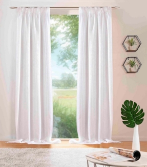 DecoHome24 Gardine Brillant Meliert, Kräuselband (2 St), blickdicht, Polyester, Blickdicht