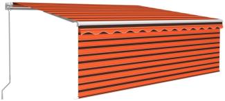 vidaXL Markise Manuell Einziehbar mit Rollo & LED 4x3 m Orange Braun 3069425