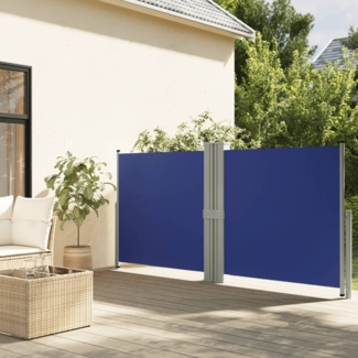 vidaXL Seitenmarkise Ausziehbar Blau 140x1200 cm 318064