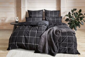 OTTO home Wendebettwäsche Nature in Gr. 135x200 oder 155x220 cm, Renforcé, 2 teilig, Bettwäsche in unregelmäßigem Karo-Muster