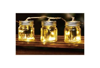 Solar-Party-Lichterkette mit 8 LED Einmachgläser warmweiß mit Blinklicht Deko