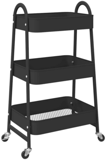 vidaXL Aufbewahrungswagen 3 Etagen Schwarz 42 x 41,5 x 77 cm Stahl