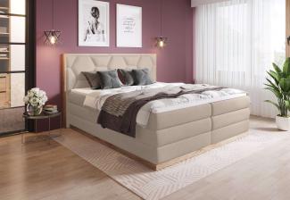 99rooms Galizia Boxspringbett Strukturstoff CHESTER Beige 140x200 cm Bonell-Federung Bonell-Federung