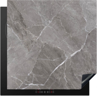 MuchoWow Herd-Abdeckplatte Marmor - Grau, Vinyl, (1 tlg), Herdabdeckplatten für Ceranfeld, Induktionsschutz, 65x55 cm