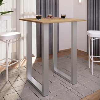 VCM Bartisch Xona 920114 Silber / Honig-Eiche H. 102 x B. 80 x T. 50 cm