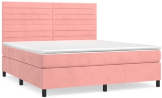 vidaXL Boxspringbett mit Matratze Rosa 180x200 cm Samt 3143102