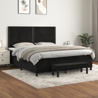 vidaXL Boxspringbett mit Matratze Schwarz 180x200 cm Samt 3137799