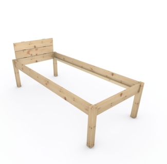 Pfostenbett "metallarm" Zirbe Holzbett "Daybett" 90 x 210cm 58cm Einzelbett