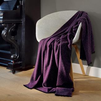 Biederlack Plaid Wolldecke Decke 130x170 purple aubergine Seide Wolle Cashmere 733023