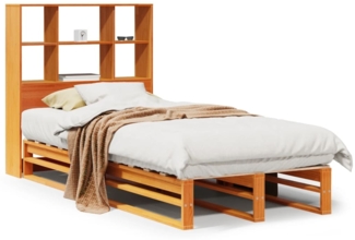 vidaXL Massivholzbett mit Regal ohne Matratze Wachsbraun 100x200 cm 3323916